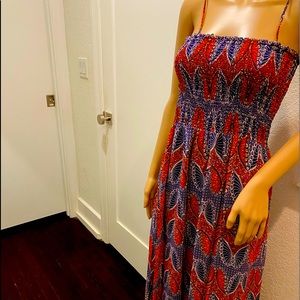 Spaghetti strap maxi dress with smocking